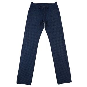 Robert Graham Slim Jim Mens 32 Blue Geometric Jacquard Pants Italian Fabric